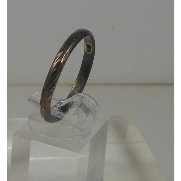 Vintage Sterling Silver Handcrafted Diamond-Cut Ring Size 11.5 with Great Patina - Picture 5 of 7